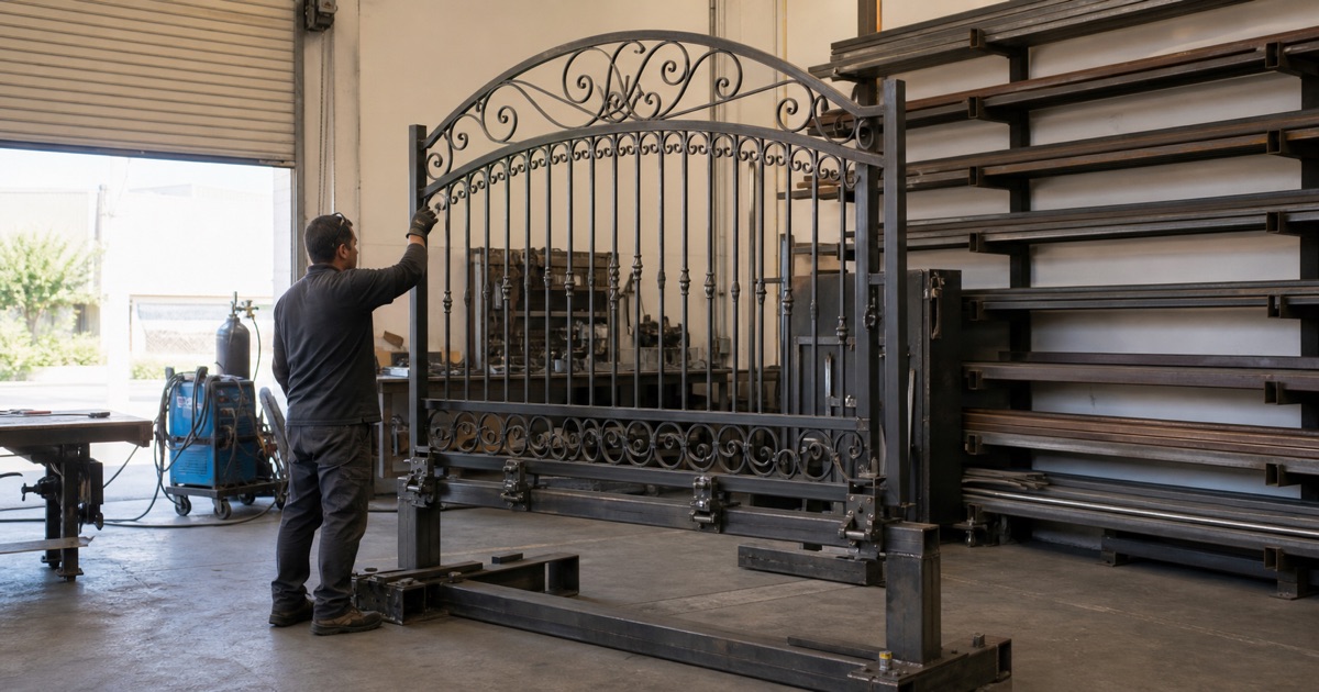 Metal fabrication shop where Paramount Metal Gates builds and finishes its gates